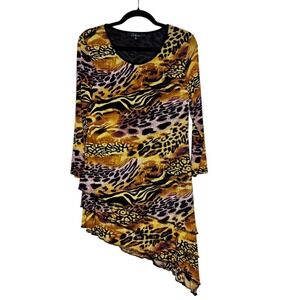 Calessa Y2K Glam Safari Tunic Top Womens Size M Maximalist Night-Out Clubcore